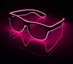 Очки светодиодные  прозрачные El Neon ray pink неоновые Очки светодиодные  прозрачные El Neon ray pink неоновые