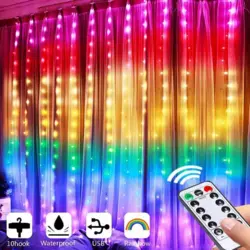 Світлодіодна гірлянда Штора крапля роси Rainbow 3 х 3 метри з пультом Світлодіодна гірлянда Штора крапля роси Rainbow 3 х 3 метри з пультом