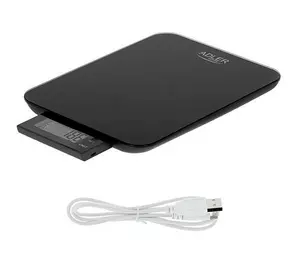 Кухонні ваги Adler AD 3167b - 10 кг - USB зарядка - водонепроникність IPX5 Кухонні ваги Adler AD 3167b - 10 кг - USB зарядка - водонепроникність IPX5